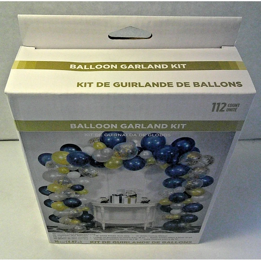 112 Piece BALLOON GARLAND KIT -Navy, Gold, White, Silver - w/Arch Strip & Ribbon